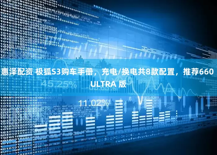 惠泽配资 极狐S3购车手册，充电/换电共8款配置，推荐660 ULTRA 版
